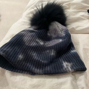 Linda Richards blueish  winter hat with pom Pom